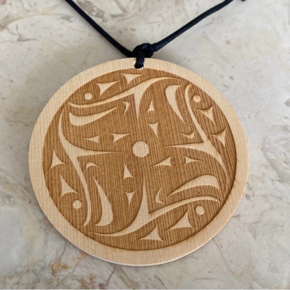 Chris Paul Coast Salish Hand-carved Wood Medallion Necklace “Four Directions”